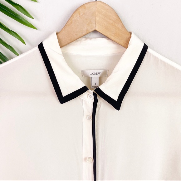 J. Crew Silk Tipped Boy Shirt with Black Piping 8 - Picture 10 of 13